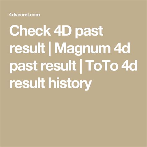 check 4d history|Past 4D Results .